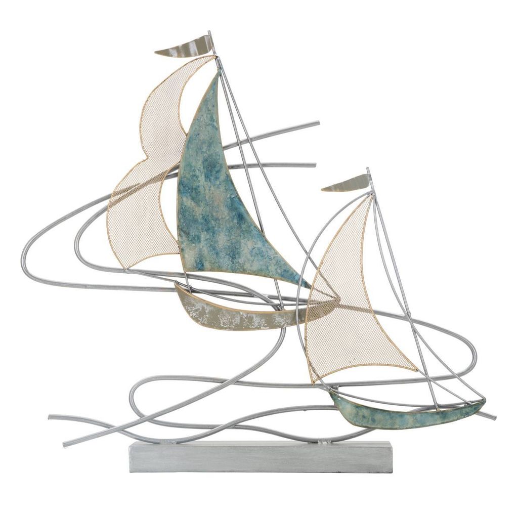 Asztali dekoráció, vitorlás hajók, ezüst-világoskék - TIHANY - Butopêa